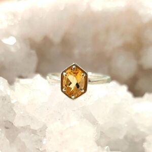 Dainty Natural Citrine Ring Sterling Silver